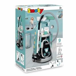 Smoby - Carro de limpieza + aspirador electrónico con succión ruidosa - 9 Accesorios - Pilas incluidas - a partir de 3 años