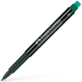 Faber Castell Rotulador Permanente Multifuncional Multimark F con Goma Integrada, Resistente al Agua, Verde (Set de 10)