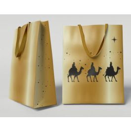 Bismark 333673 Bolsa de Papel Dorada Reyes Magos, Asas de Lazo y Tarjeta Colgante, Tamaño S 24x10x32 cm Precio: 6.69000046. SKU: B16AVVQ48P