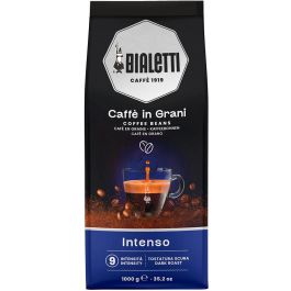 Bialetti Café Espresso en Grano Intenso, Tueste Oscuro, 70% Robusta 30% Arábica, Intensidad 9, 1 kg