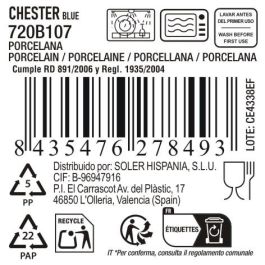 La Mediterranea Bandeja Redonda Chester Blue 19.6 x 19.6 x 2.2 cm (18 Unidades)