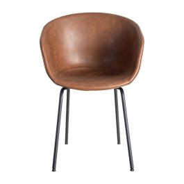 Silla Marrón Metal / Simil Piel 59 X 50,50 X 81,50 cm