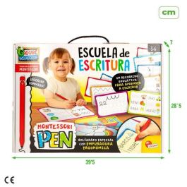 Juego educativo montessori escuela de escritura. una escuela infantil para aprender a escribir y leer.