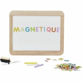 Jeujura JEU3225280881102 Pizarra Escolar Magnética de Madera Doble Cara Tiza y Rotulador