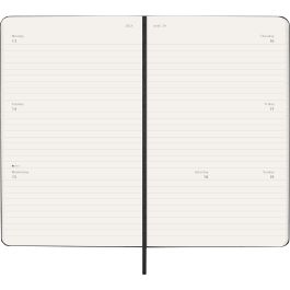 Moleskine DHB12WH3Y26 Agenda 2026 Semanal Horizontal, 12 Meses, Tapa Dura, L (13x21 cm), Negra con Goma Elástica