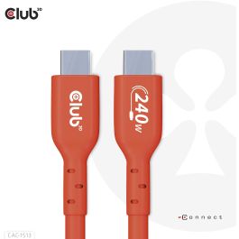 Club3D Cable USB-C a USB-C PD 240W 480Mb/s 3m Naranja USB 2.0 Macho/Macho Certificado USB-IF
