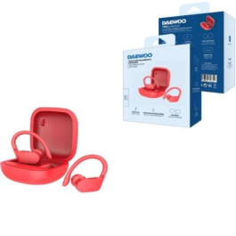 Daewoo Auriculares Deportivos Bluetooth DW2025 con Estuche de Carga, Autonomía hasta 20h, Rojos