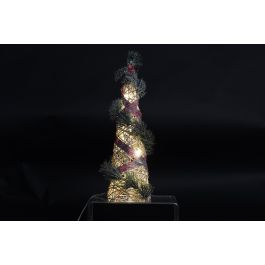 DKD Home Decor Cono de Navidad Decorativo con LED, Set de 3 Piezas de Ratán Natural, Verde y Rojo, Funciona con Pilas AA, 80 cm Alto DKD Home Decor Cono de Navidad Decorativo con LED, Set de 3 Piezas de Ratán Natural, Verde y Rojo, Funciona con Pilas AA, 80 cm Alto