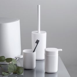 Wenko Vaso para cepillo de dientes Davos, Blanco mate, Plástico de alta calidad sin BPA, 24828100