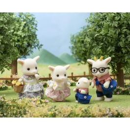 Sylvanian Families Familia de las Cabras con 4 Personajes Articulados y Vestidos, Ropa Intercambiable