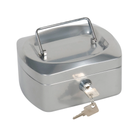 Q-connect Caja caudales 152x115x80 mm plata con portamonedas y clasificador de monedas