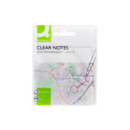 Q-connect Bloc de notas adhesivas removibles 76x76 mm plástico translucido blanco 50 hojas