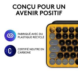 Teclado inalámbrico Logitech - Teclas POP mecánicas con teclas Emoji personalizables, Bluetooth o USB, diseño compacto duradero - Amarillo