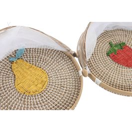 DKD Home Decor Cubreplatos de Seagrass Natural Multicolor 40x40x24 cm, Set de 2 unidades, Hecho a Mano con Diseño de Frutas, Surtido Aleatorio