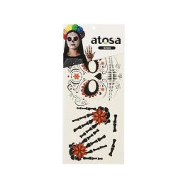 Tatuajes Faciales Y Manos Calavera Mexicana Negra Y Roja Para Halloween