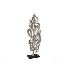 Escultura Romimex Negro Plateado Aluminio Madera MDF 32 x 89 x 14 cm Hoja de planta Precio: 189.90000029. SKU: B125BFTXVG