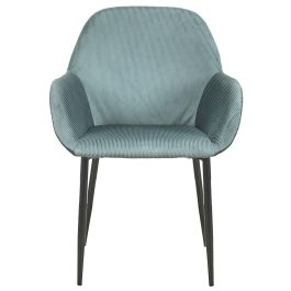 Home Deco Factory Butaca Azul Giulia - Estilo Escandinavo, Tapizado de Terciopelo, Patas de Metal