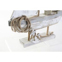 DKD Home Decor Velero Decorativo Atlántico Gris de Madera y Cuerda | Modelo de Barco Adorno para Hogar | 9 cm Largo x 39 cm Ancho x 64 cm Alto