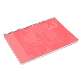 Cuaderno Espiral Liderpapel Folio Pautaguia Tapa Plastico 80H 75 gr Cuadro Pautado 3 mm Con Margen Color Rojo