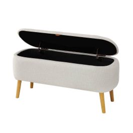 Pie de cama Versa Maniko Beige Madera Textil 37 X 44,5 X 94,5 CM