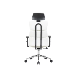 Q-connect Silla de Dirección Aurea, Silla Ejecutiva Ergonómica en Similpiel Blanco, Altura Máxima 1400 mm, Anchura 520 mm, Profundidad 510 mm, Ruedas Premium