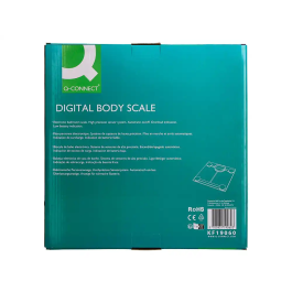 Q-connect Báscula de Baño Digital KF19060, Precisión 100g, Capacidad 180kg, Pantalla LCD, 300x300x22mm