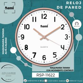 SAMI Reloj de Pared Redondo, 30 cm, Dorado (RGOLD), Decoración para Hogar