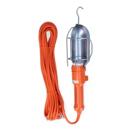 Edm Lámpara portátil con interruptor y gancho metálico, casquillo E-27, cable 5m, color naranja, Ø10x32cm