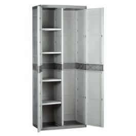 TITANIUM PLASTIKEN Armario de 2 puertas con estantes y armario A70 x P44 x H176 cm Gama TITANIUM Beige y Taupe Interior / Exterior TITANIUM PLASTIKEN Armario de 2 puertas con estantes y armario A70 x P44 x H176 cm Gama TITANIUM Beige y Taupe Interior / Exterior
