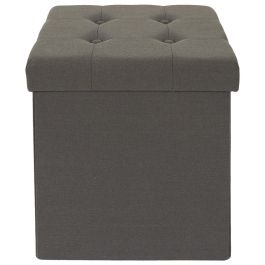 Home Deco Factory Caja-Puf Plegable Eleonor Gris con Almacenamiento 38x38x38 cm