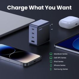 UGREEN Cargador Nexode S 100W 4 Puertos GaN Rápido Gris 35043 para Portátil, Teléfono Móvil, Tabletas