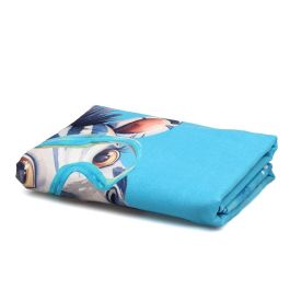 KioKids Toalla de Playa y Piscina Microfibra Azul con Animales Safari Fun 75x150cm. Suave, Absorbente y Secado Rápido, incluye bolsa.
