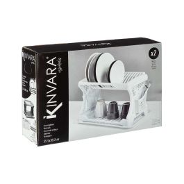 Kinvara Escurreplatos Doble Altura Blanco de Plástico 35.5x30.7x0.7 cm
