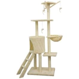 JIPSY ALC12 Árbol para Gatos Mediano con Nicho, Rascador de Sisal y Felpa, 3 Plataformas y Escalera Beige 79x34x138 cm JIPSY ALC12 Árbol para Gatos Mediano con Nicho, Rascador de Sisal y Felpa, 3 Plataformas y Escalera Beige 79x34x138 cm