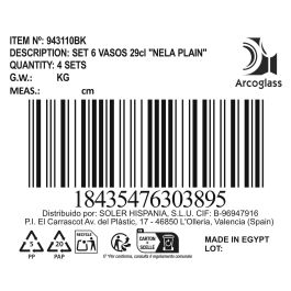 La Mediterranea Set 6 Vasos 290 cc Nela Plain (4 Cajas)
