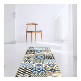 Croma Collection Alfombra vinílica hidráulico 60x200 cm, antideslizante, lavable, azul estampado