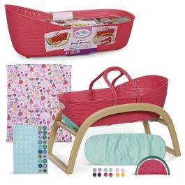 Zapf Creation Baby Born Moisés 838075, Capazo, Cuna Suave y Cuna Acogedora para Muñecas