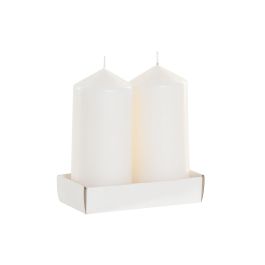 DKD Home Decor Vela Basicos Blanca, Set de 2 Velas Decorativas de Cera Pura de 520g y 1kg de Peso Neto, para Salón Hogar, 7x15x14 cm