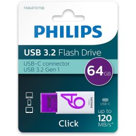 Philips Click Series Gen 1 USB-C 64GB USB 3.2 Gen 1 Memoria Stick Violeta Blanco