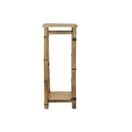 DKD Home Decor Mesita Auxiliar de Ratan Natural Estilo Balines, 36x85x36 cm, con Estante