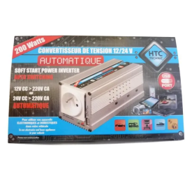 Htc Equipement Convertidor 200W Automático 12/24 V a 220/240 V con USB 2.1 A