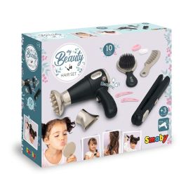Smoby Conjunto de Peluquería Infantil con Secador Electrónico de Juguete, Plancha, Cepillo, Peine, Gomas y Pasadores