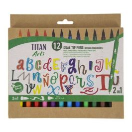Titan Arts Rotuladores Doble Punta Fina-Pincel, Colores Surtidos, Estuche 12 Unidades Precio: 5.50000055. SKU: B1EH8MMPCH