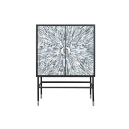 DKD Home Decor Aparador Moderno Negro Gris 2 Puertas 3 Estanterias 100 x 40 x 140 cm