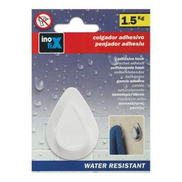 Inofix Colgador resistente al agua modelo gota blanco para baños, duchas y ambientes húmedos