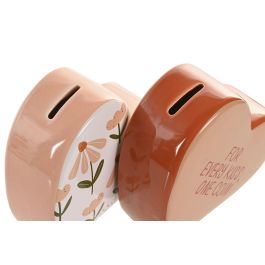 DKD Home Decor Hucha Cerámica Naranja Beige 6 x 13 x 14 cm (6 Unidades)