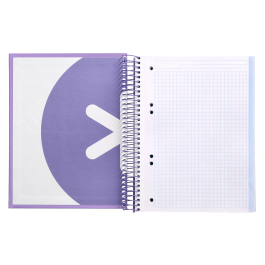 Antartik Cuaderno espiral A5, 120 hojas, 90 gr, cuadro 5mm, tapa forrada, color lavanda