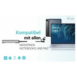 I-tec Hub Multipuerto USB-C/USB-A con 4 Puertos (1x USB-C + 3x USB 2.0) hasta 5 Gbit/s Metálico Plata