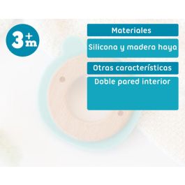 KioKids Mordedor de Madera y Silicona Suave con Diseño de Osito Verde para Bebés +3 Meses - Alivia Molestias de la Dentición, Colección Ecofriendly