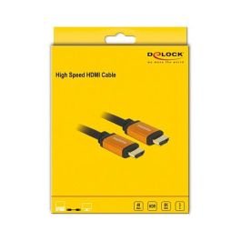 DeLOCK Cable HDMI 48Gbps High Speed 3m - 8K 60Hz 4K 240Hz HDR, Conectores HDMI Tipo A (Estándar) Macho Chapados en Oro, Negro/Amarillo